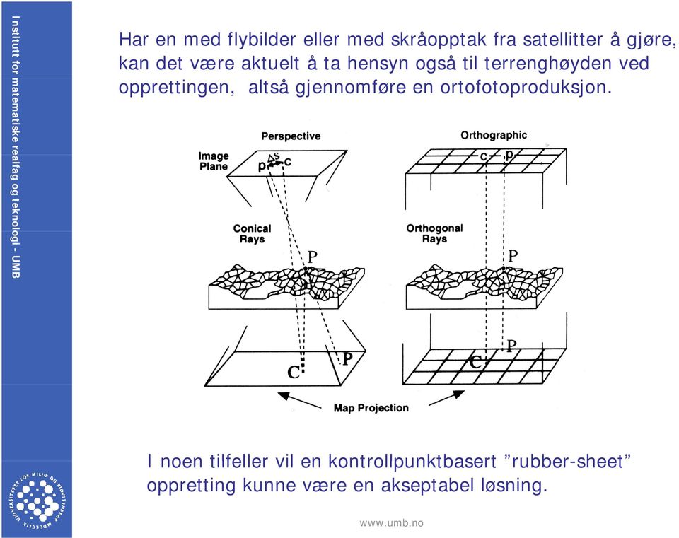 terrenghøyden ved opprettingen, altså gjennomføre en ortofotoproduksjon.