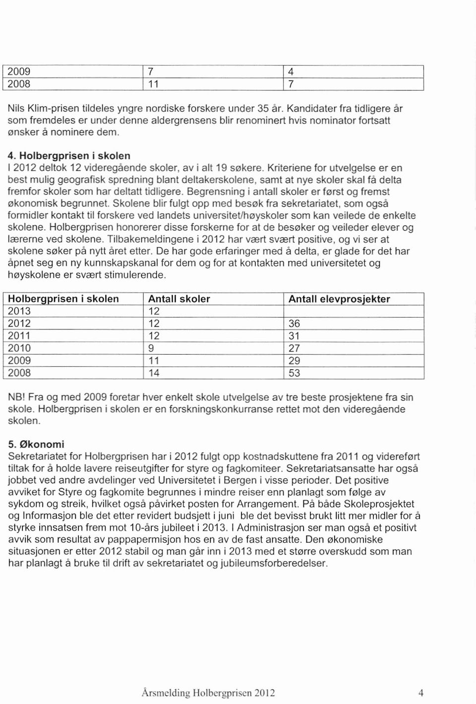 Holbergprisen i skolen I 2012 deltok 12 videregående skoler, av i alt 19 søkere.