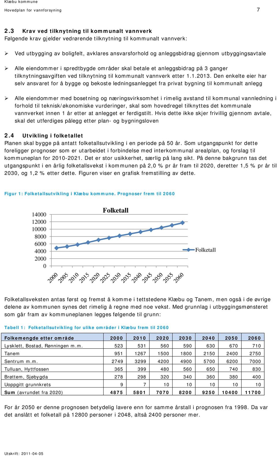 utbyggingsavtale Alle eiendommer i spredtbygde områder skal betale et anleggsbidrag på 3 ganger tilknytningsavgiften ved tilknytning til kommunalt vannverk etter 1.1.2013.