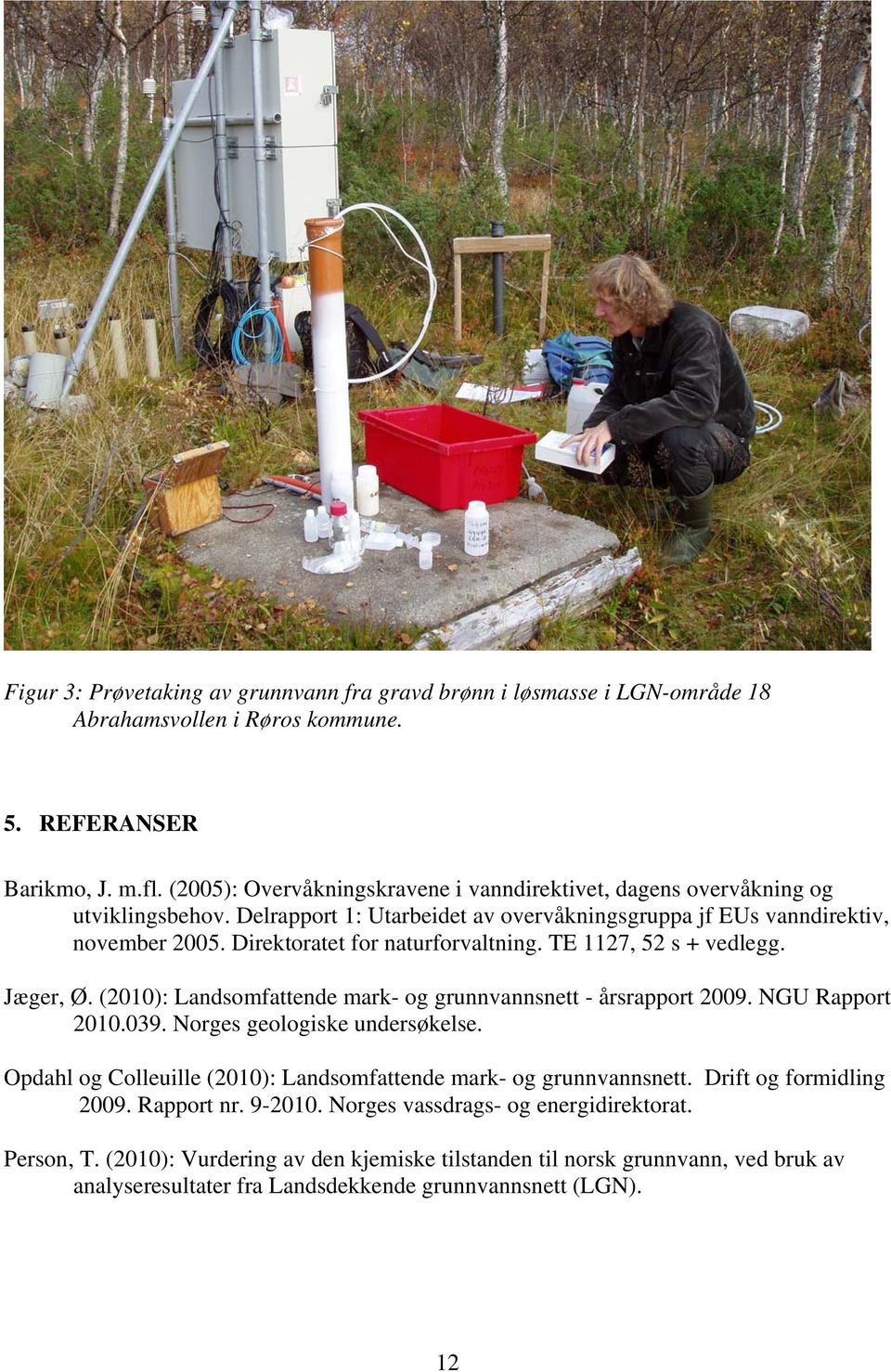 Direktoratet for naturforvaltning. TE 1127, 52 s + vedlegg. Jæger, Ø. (2010): Landsomfattende mark- og grunnvannsnett - årsrapport 2009. NGU Rapport 2010.039. Norges geologiske undersøkelse.