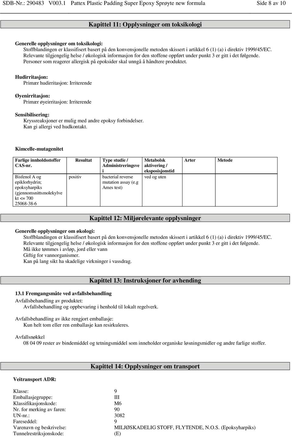 konvensjonelle metoden skissert i artikkel 6 (1) (a) i direktiv 1999/45/EC. Relevante tilgjengelig helse / økologisk informasjon for den stoffene oppført under punkt 3 er gitt i det følgende.