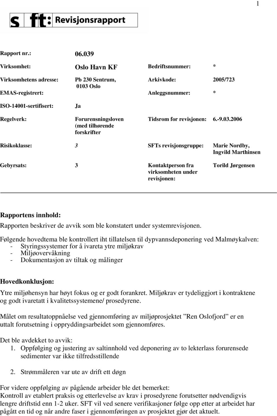 Forurensningsloven (med tilhørende forskrifter Tidsrom for revisjonen: 6.-9.03.