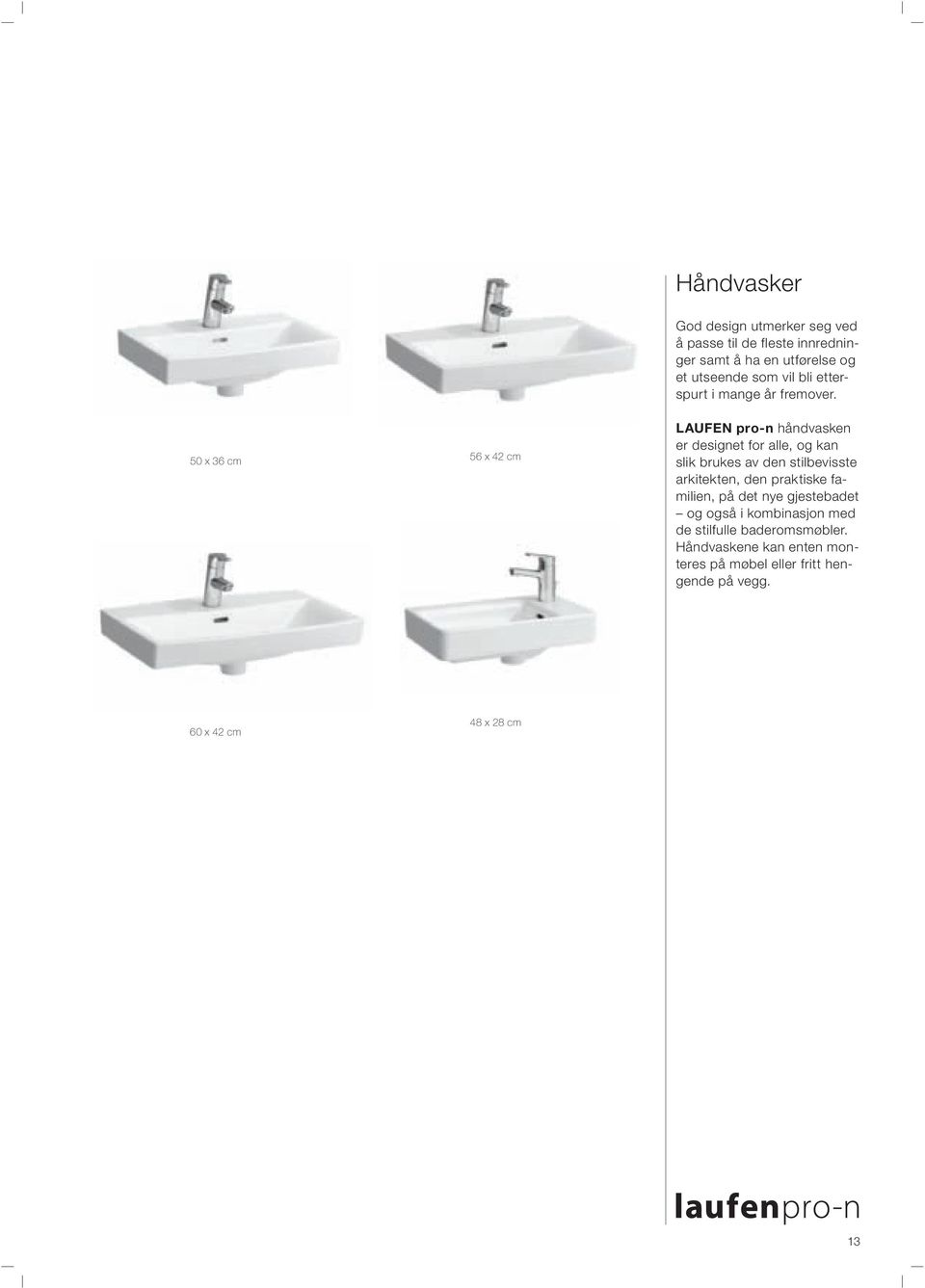 LAUFEN pro-n håndvasken er designet for alle, og kan slik brukes av den stilbevisste arkitekten, den praktiske