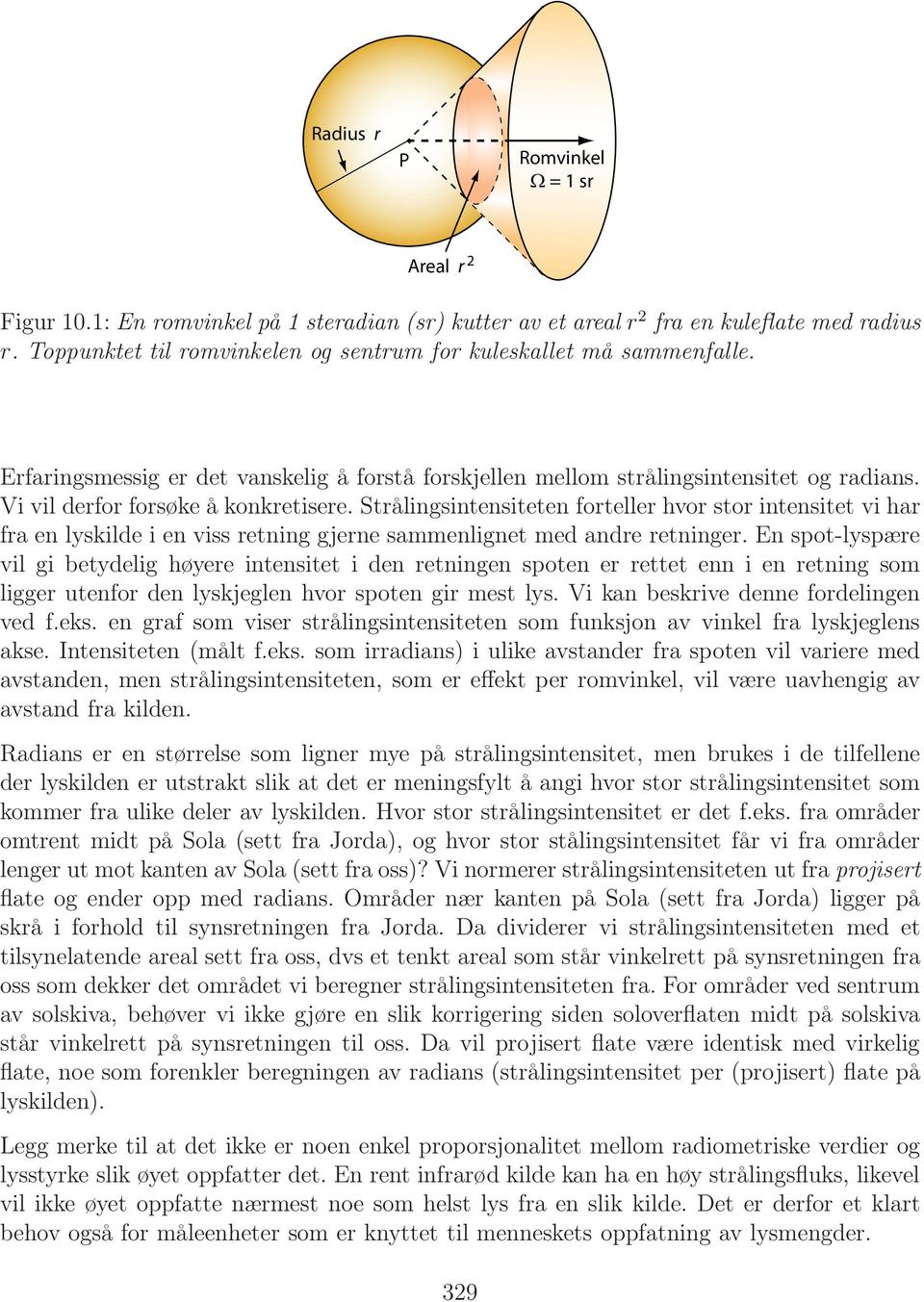 Strålingsintensiteten forteller hvor stor intensitet vi har fra en lyskilde i en viss retning gjerne sammenlignet med andre retninger.