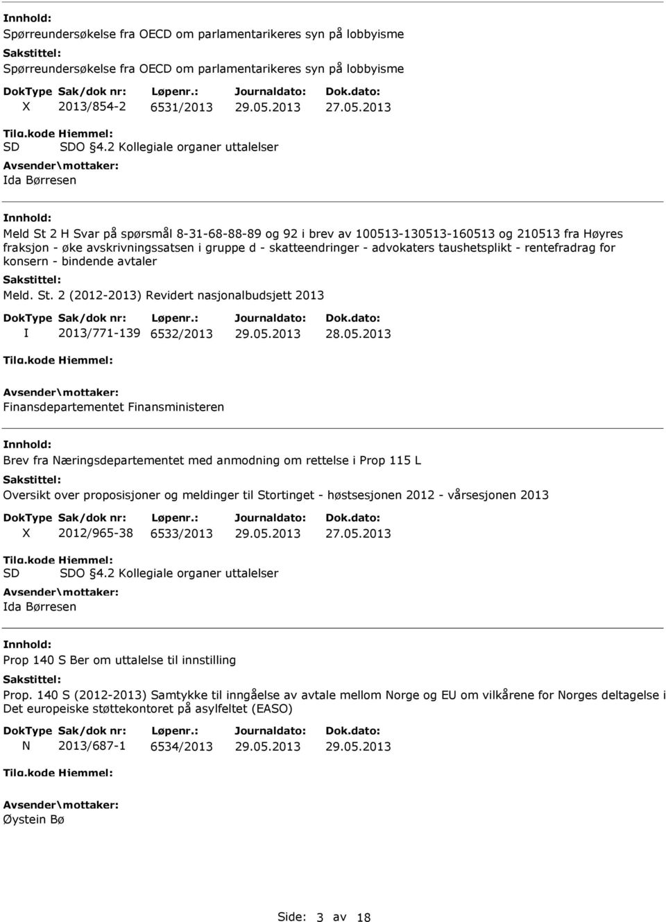 skatteendringer - advokaters taushetsplikt - rentefradrag for konsern - bindende avtaler 2013/771-139 6532/2013 Brev fra Næringsdepartementet med anmodning om rettelse i Prop 115 L Oversikt over