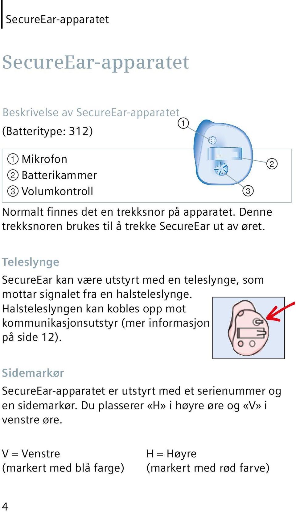 Teleslynge SecureEar kan være utstyrt med en teleslynge, som mottar signalet fra en halsteleslynge.