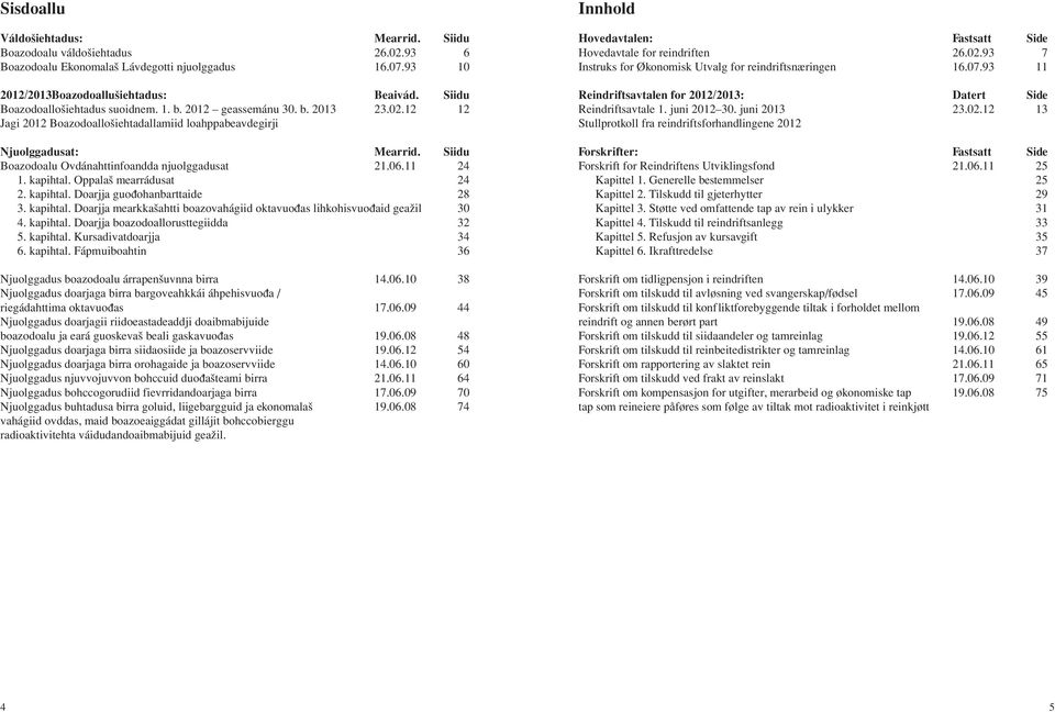 Siidu Boazodoalu Ovdánahttinfoandda njuolggadusat 21.06.11 24 1. kapihtal. Oppalaš mearrádusat 24 2. kapihtal. Doarjja guoπohanbarttaide 28 3. kapihtal. Doarjja mearkkašahtti boazovahágiid oktavuoπas lihkohisvuoπaid geažil 30 4.