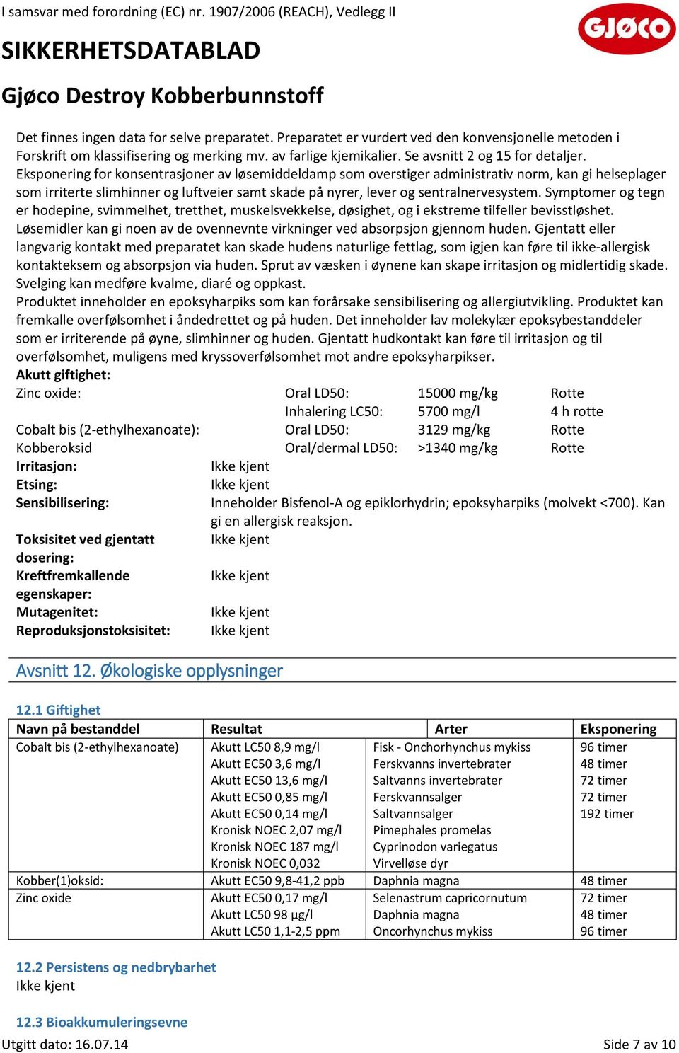 Symptomer og tegn er hodepine, svimmelhet, tretthet, muskelsvekkelse, døsighet, og i ekstreme tilfeller bevisstløshet. Løsemidler kan gi noen av de ovennevnte virkninger ved absorpsjon gjennom huden.