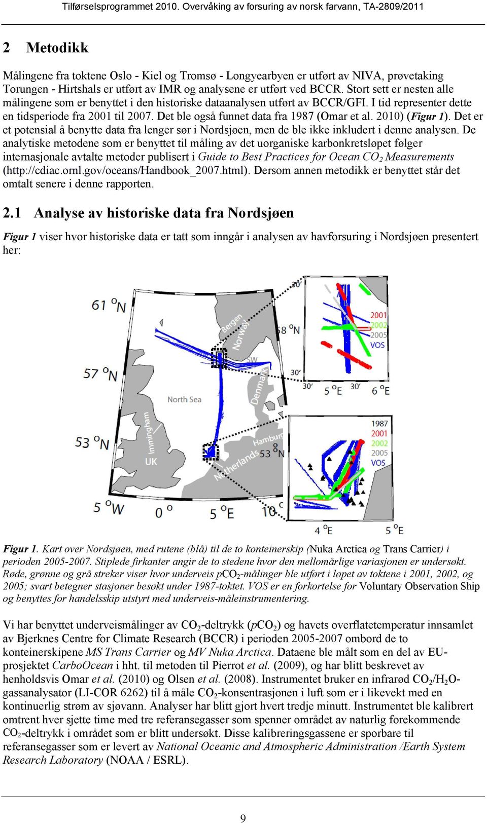 Det ble også funnet data fra 1987 (Omar et al. 2010) (Figur 1). Det er et potensial å benytte data fra lenger sør i Nordsjøen, men de ble ikke inkludert i denne analysen.