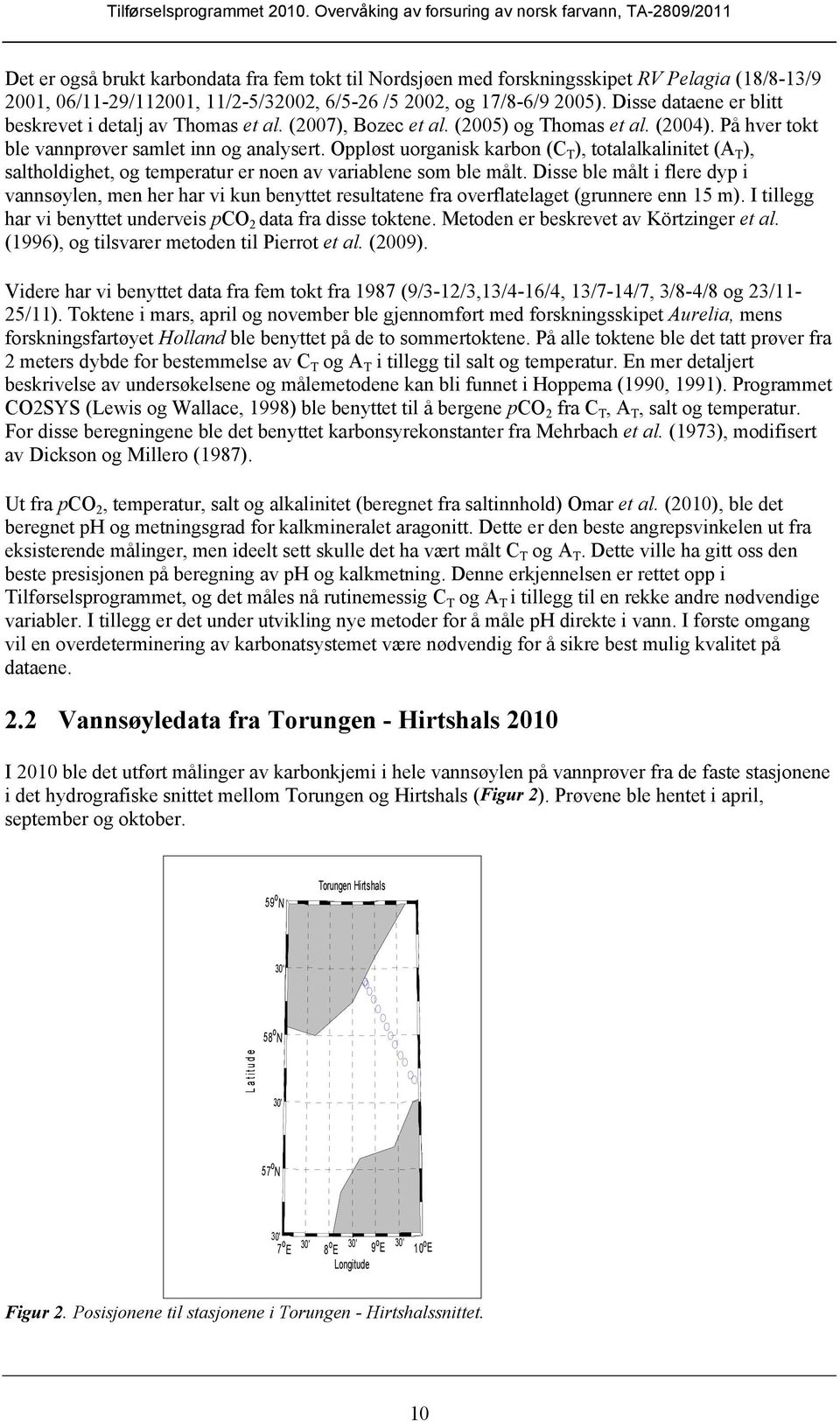 Oppløst uorganisk karbon (C T ), totalalkalinitet (A T ), saltholdighet, og temperatur er noen av variablene som ble målt.