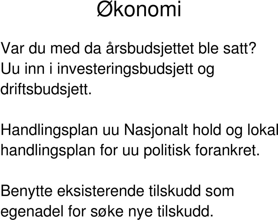 Handlingsplan uu Nasjonalt hold og lokal handlingsplan for