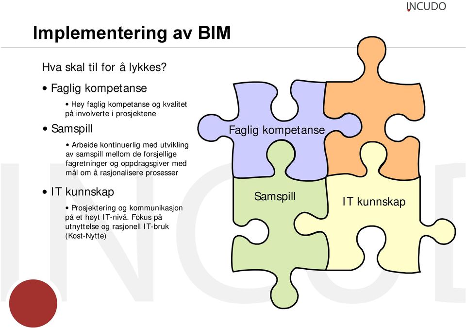 kontinuerlig med utvikling av samspill mellom de forsjellige fagretninger og oppdragsgiver med mål om å