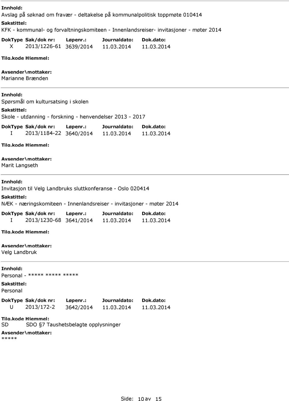 2013/1184-22 3640/2014 Marit Langseth nvitasjon til Velg Landbruks sluttkonferanse - Oslo 020414 NÆK - næringskomiteen - nnenlandsreiser - invitasjoner