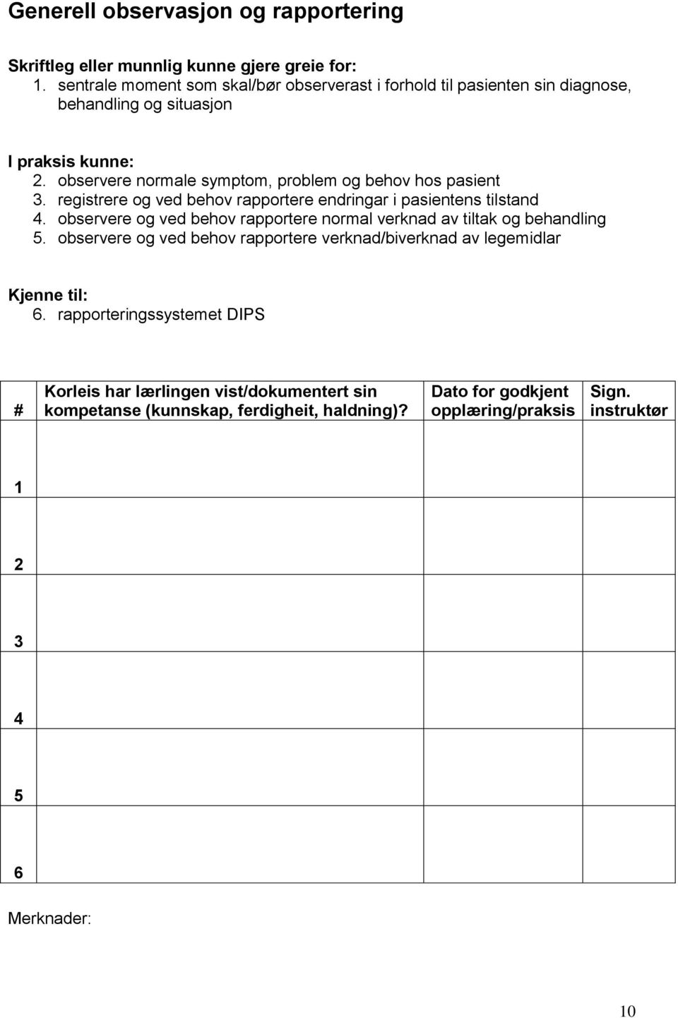 observere normale symptom, problem og behov hos pasient 3.