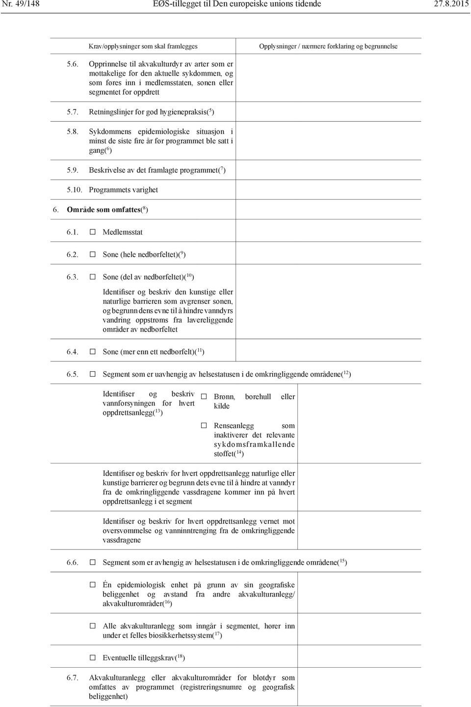 Sykdommens epidemiologiske situasjon i minst de siste fire år før programmet ble satt i gang( 6 ) 5.9. Beskrivelse av det framlagte programmet( 7 ) 5.10. Programmets varighet 6.