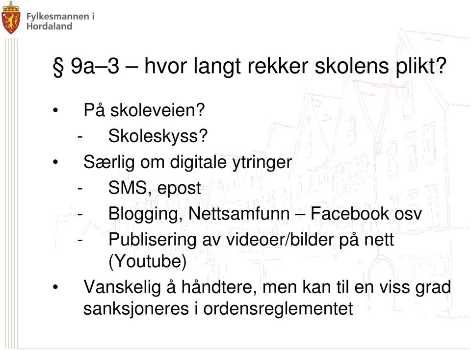 Facebook osv - Publisering av videoer/bilder på nett (Youtube)