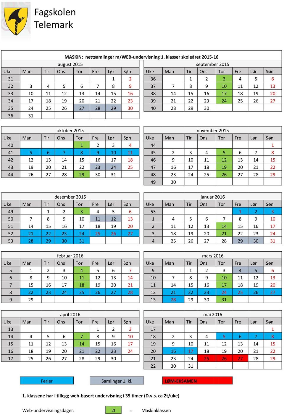 klasser skoleåret 2015-16