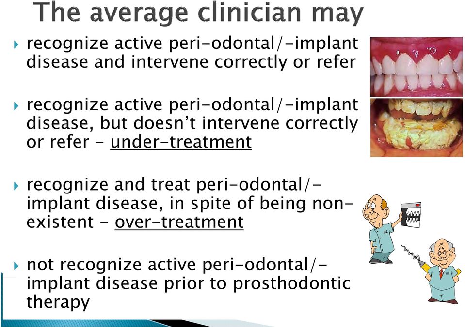 under-treatment recognize and treat peri-odontal/- implant disease, in spite of being non-