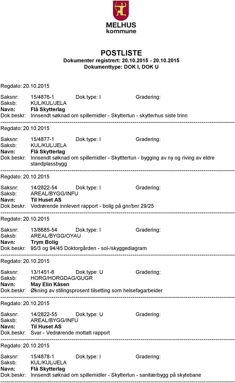 type: I Gradering: Navn: Til Huset AS Dok.beskr: Vedrørende innlevert rapport - bolig på gnr/bnr 29/25 Saksnr: 13/8685-54 Dok.type: I Gradering: Saksb: AREAL/BYGG/OYAU Navn: Trym Bolig Dok.