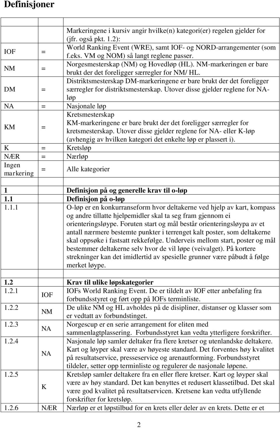 DM = Distriktsmesterskap DM-markeringene er bare brukt der det foreligger særregler for distriktsmesterskap.