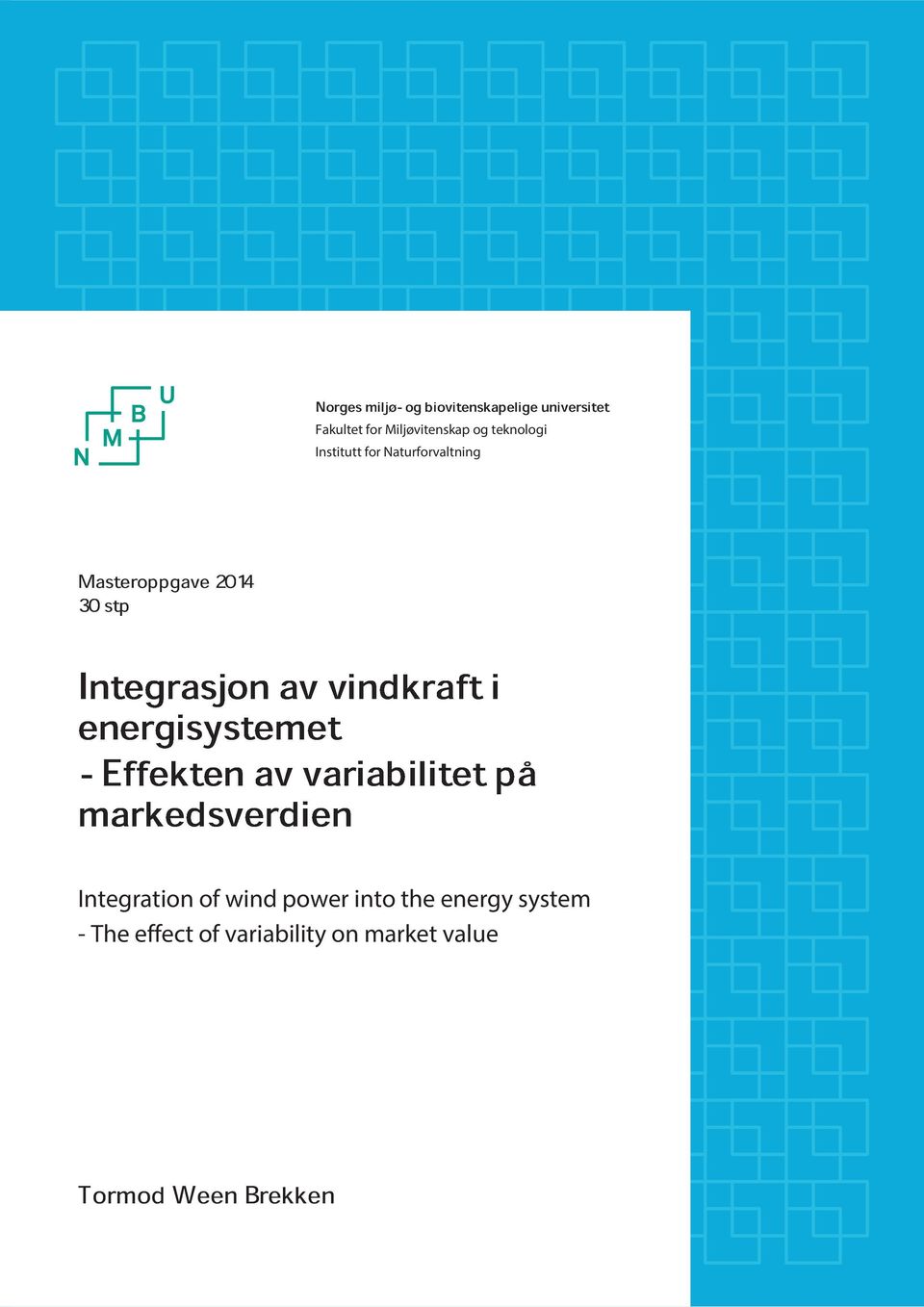 Integrasjonavvindkrafti energisystemet -Effektenavvariabilitetpå markedsverdien