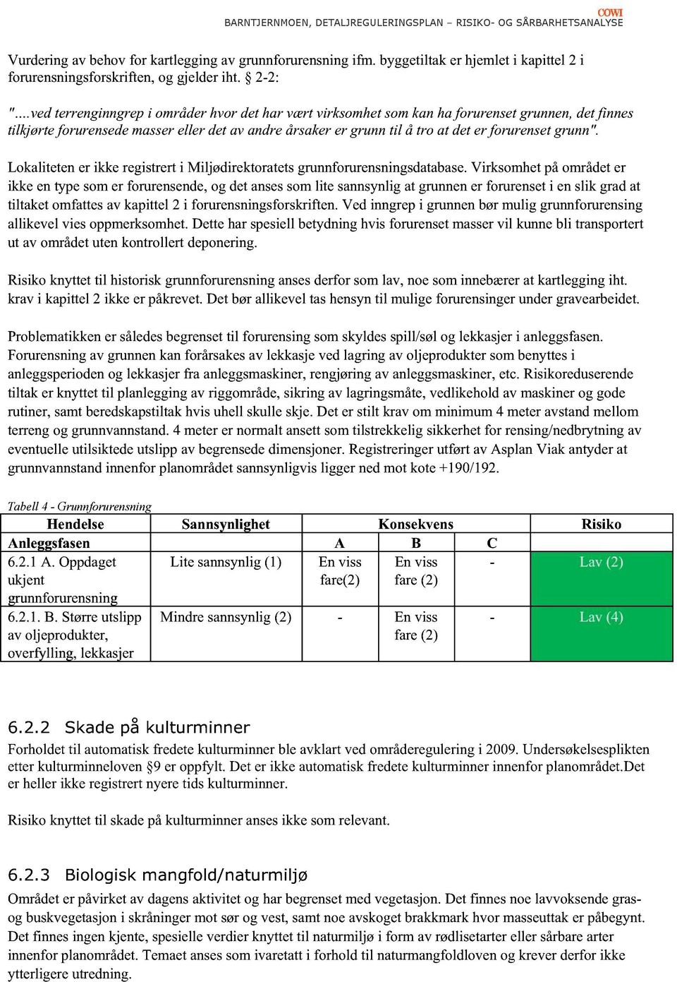 grunn". Lokaliteten er ikke registrert i Miljødirektoratets gr unnforurensningsdatabase.