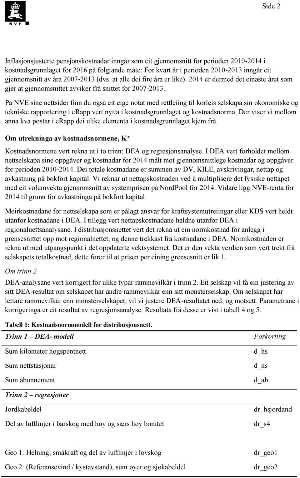 På NVE sine nesider finn du også ei eige noa med releiing il korleis selskapa sin økonomiske og ekniske rapporering i erapp ver nya i kosnadsgrunnlage og kosnadsnorma.