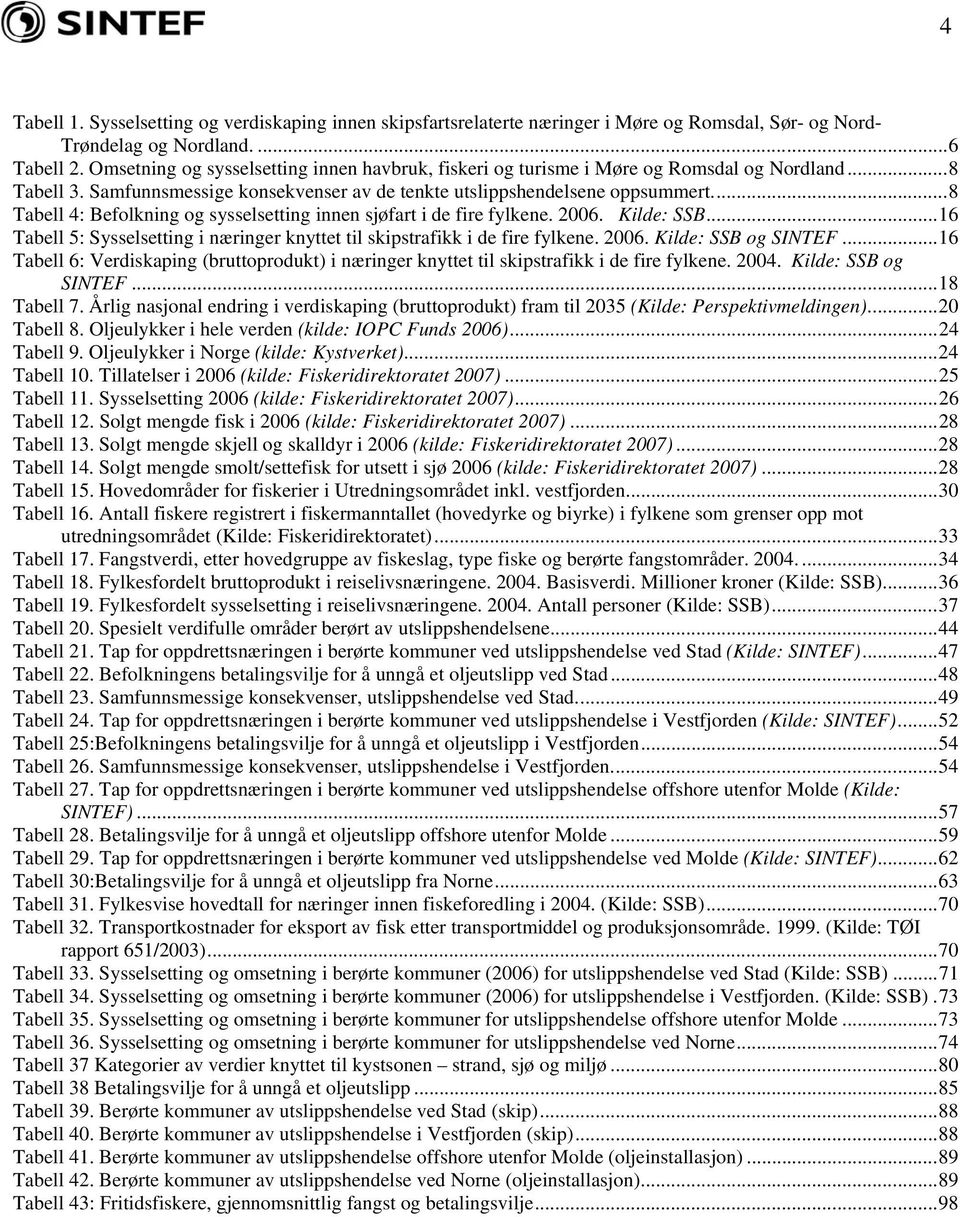 ..8 Tabell 4: Befolkning og sysselsetting innen sjøfart i de fire fylkene. 2006. Kilde: SSB...16 Tabell 5: Sysselsetting i næringer knyttet til skipstrafikk i de fire fylkene. 2006. Kilde: SSB og SINTEF.