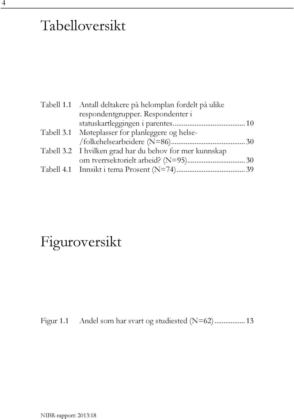 1 Møteplasser for planleggere og helse- /folkehelsearbeidere (N=86)... 30 Tabell 3.