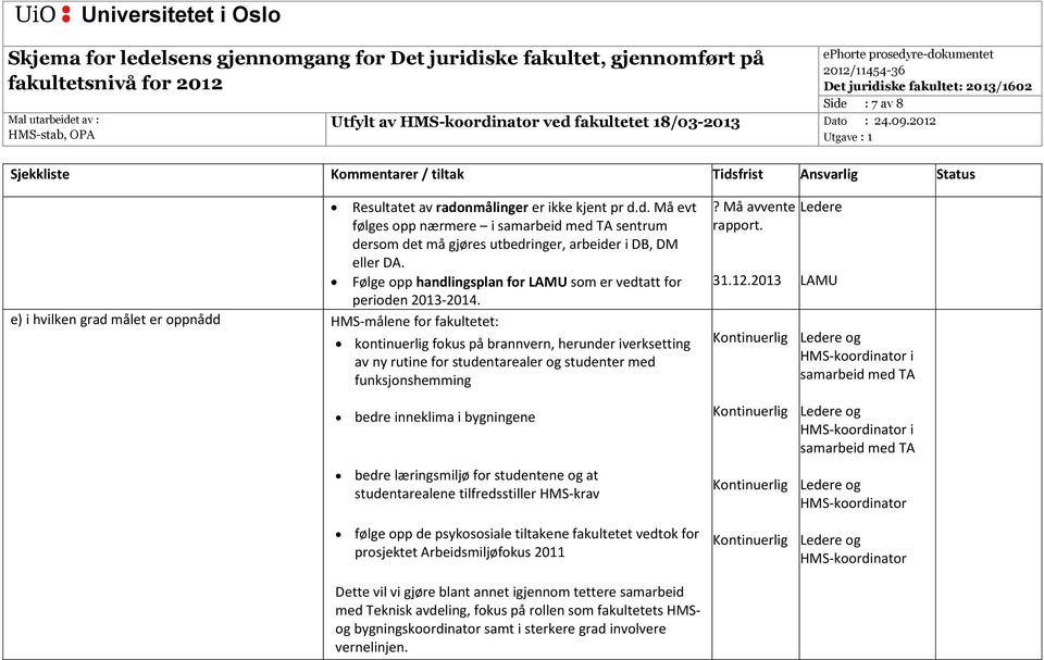 Følge opp handlingsplan for LAMU som er vedtatt for perioden 20132014.