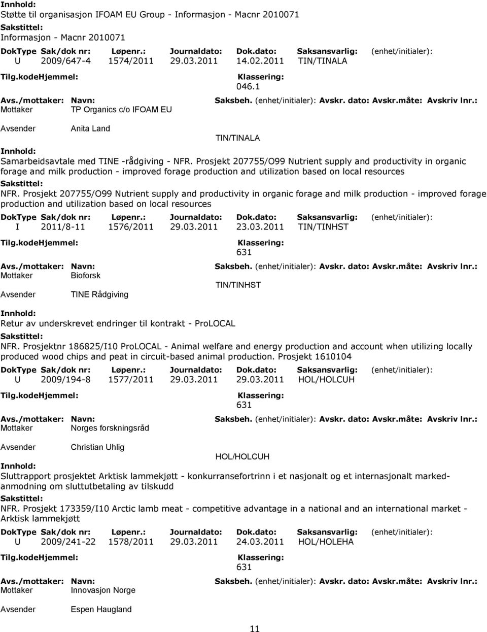 Prosjekt 207755/O99 Nutrient supply and productivity in organic forage and milk production - improved forage production and utilization based on local resources NFR.