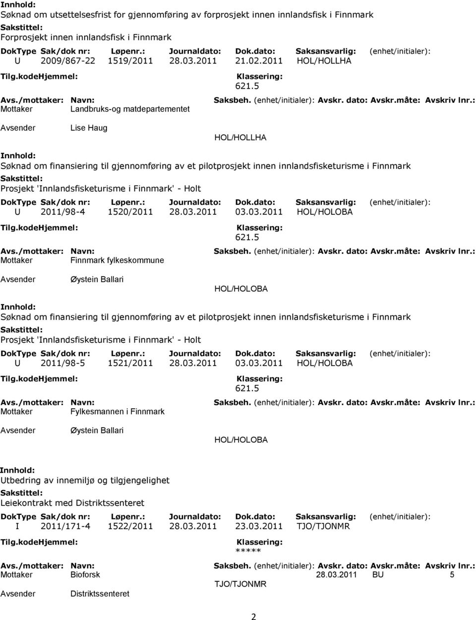 'Innlandsfisketurisme i Finnmark' - Holt U 2011/98-4 1520/2011 28.03.