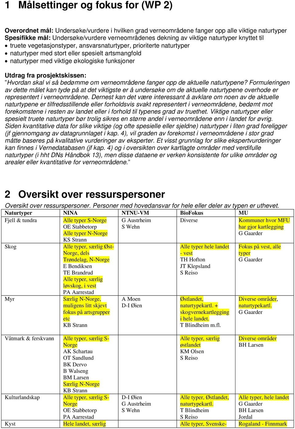 fra prosjektskissen: Hvordan skal vi så bedømme om verneområdene fanger opp de aktuelle naturtypene?