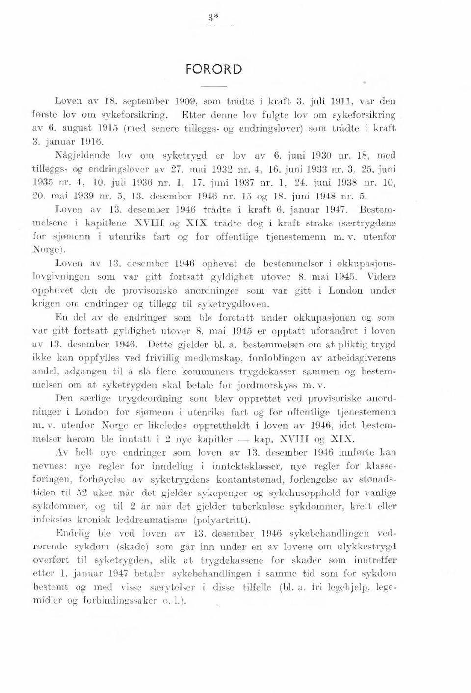 1936 nr 1, 17 juni 1937 nr 1, 2 juni 1938 nr 1, 2 mai 1939 nr 5, 13 desember 196 nr 15 og 18 juni 198 nr 5 Loven av 13 desember 196 trådte i kraft 6 januar 197 Bestemmelsene i kapitlene XVIII og XIX