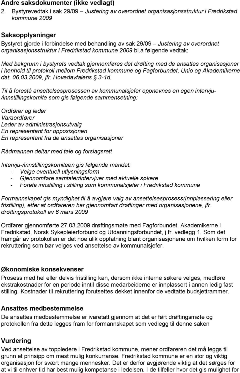 organisasjonsstruktur i Fredrikstad kommune 2009 bl.