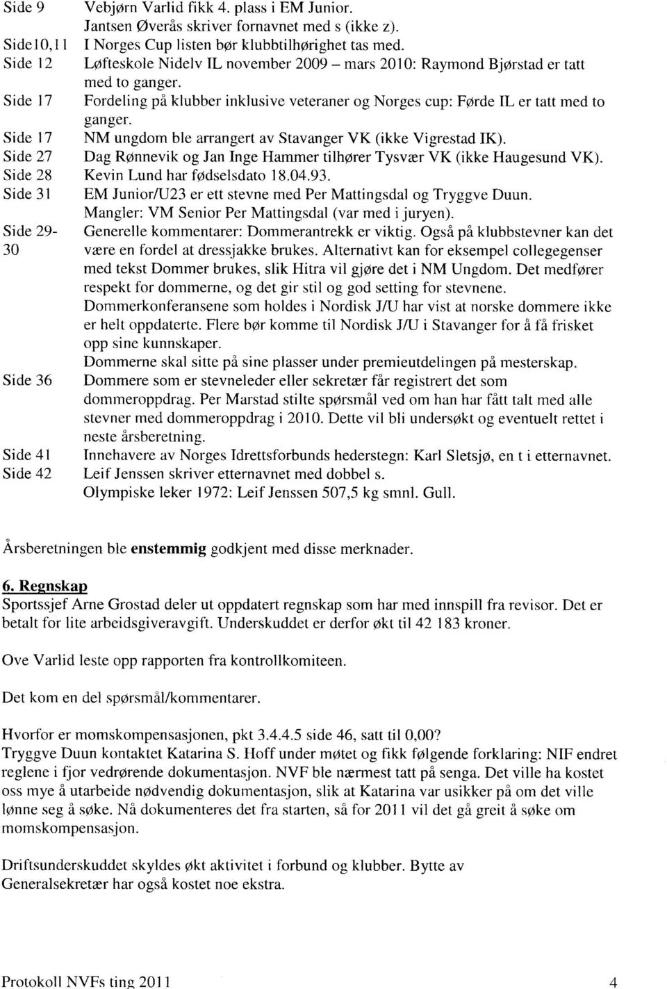 Side 17 NM ungdom ble arrangert av Stavanger VK (ikke Vigrestad IK). Side 27 Dag R@nnevik og Jan Inge Hammer tilhører Tysvær VK (ikke Haugesund VK). Side 28 Kevin Lund har fødselsdato 18.04.93.