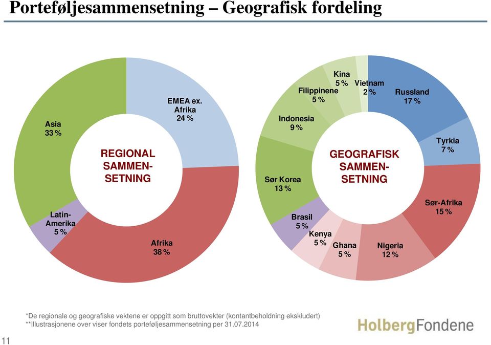 SAMMEN- SETNING Nigeria 12 % Russland 17 % Tyrkia 7 % Sør-Afrika 15 % *De regionale og geografiske vektene er oppgitt