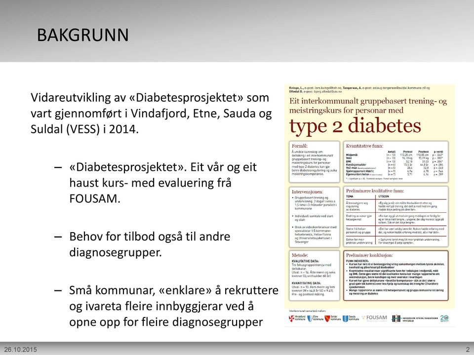 Eit vår og eit haust kurs- med evaluering frå FOUSAM.