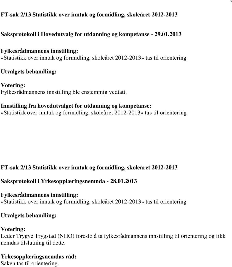 behandling: Votering: Fylkesrådmannens innstilling ble enstemmig vedtatt.