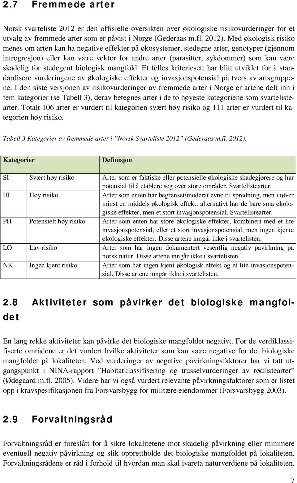 være skadelig for stedegent biologisk mangfold. Et felles kriteriesett har blitt utviklet for å standardisere vurderingene av økologiske effekter og invasjonspotensial på tvers av artsgruppene.