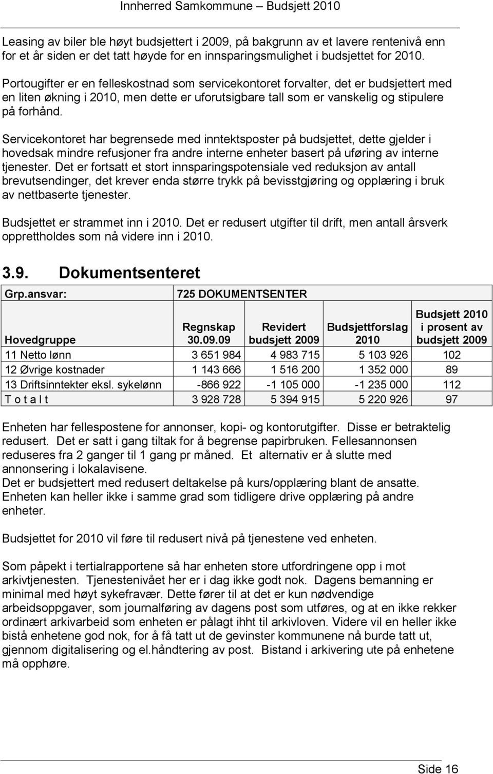 Servicekontoret har begrensede med inntektsposter på budsjettet, dette gjelder i hovedsak mindre refusjoner fra andre interne enheter basert på uføring av interne tjenester.