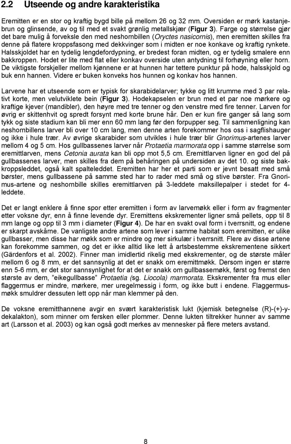 Farge og størrelse gjør det bare mulig å forveksle den med neshornbillen (Oryctes nasicornis), men eremitten skilles fra denne på flatere kroppsfasong med dekkvinger som i midten er noe konkave og