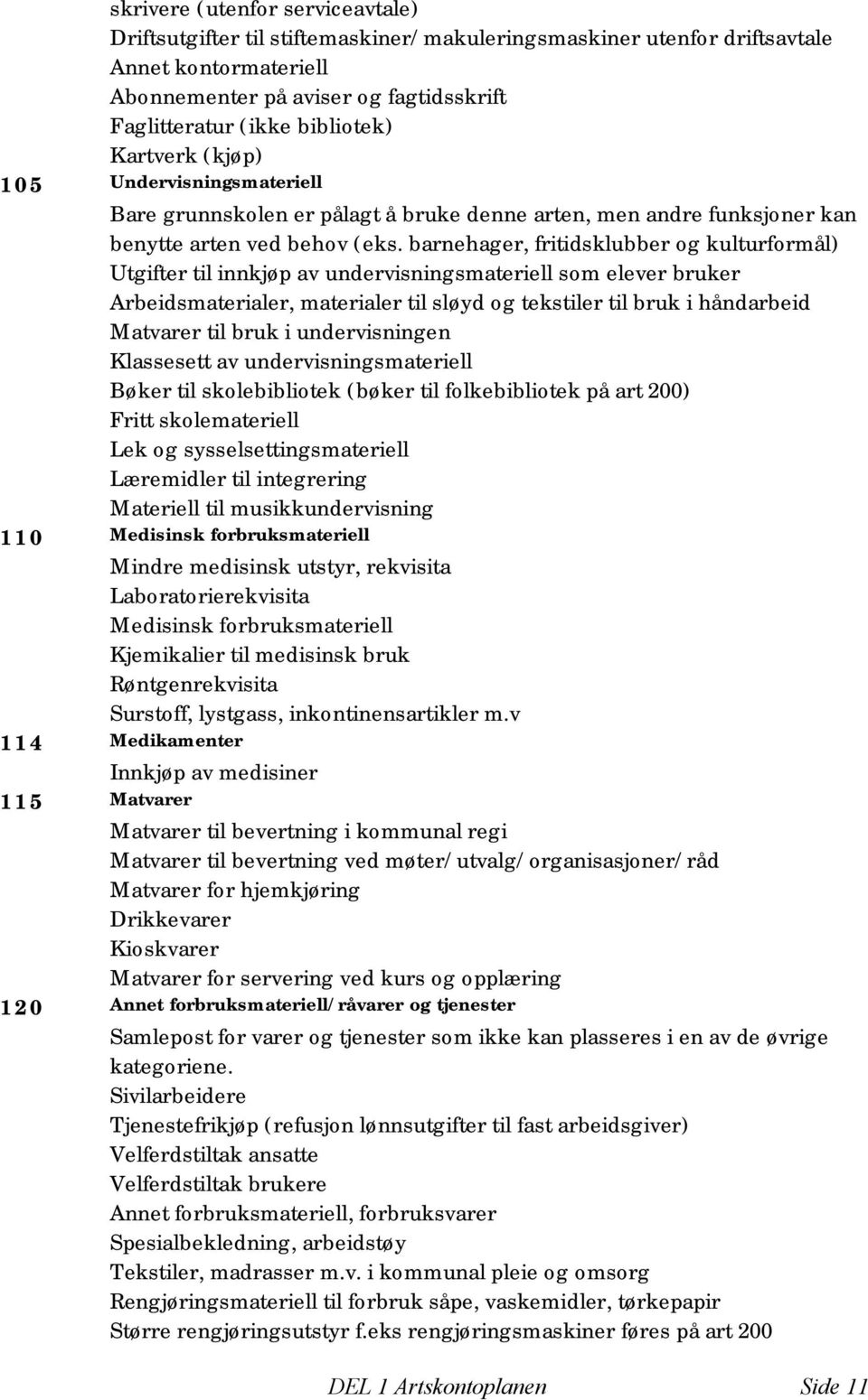 barnehager, fritidsklubber og kulturformål) Utgifter til innkjøp av undervisningsmateriell som elever bruker Arbeidsmaterialer, materialer til sløyd og tekstiler til bruk i håndarbeid Matvarer til