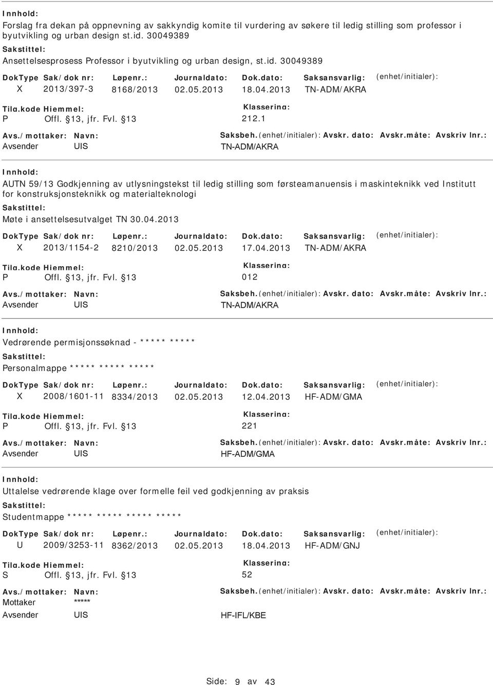 : ATN 59/13 Godkjenning av utlysningstekst til ledig stilling som førsteamanuensis i maskinteknikk ved nstitutt for konstruksjonsteknikk og materialteknologi Møte i ansettelsesutvalget TN 30.04.