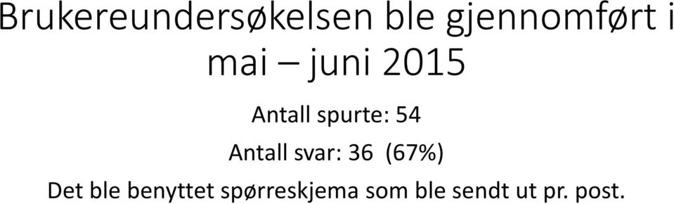 Antall svar: 36 (67%) Det ble