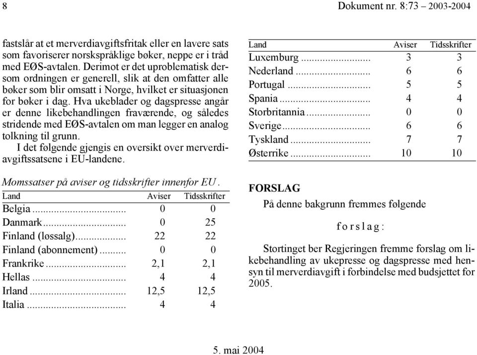 Hva ukeblader og dagspresse angår er denne likebehandlingen fraværende, og således stridende med EØS-avtalen om man legger en analog tolkning til grunn.