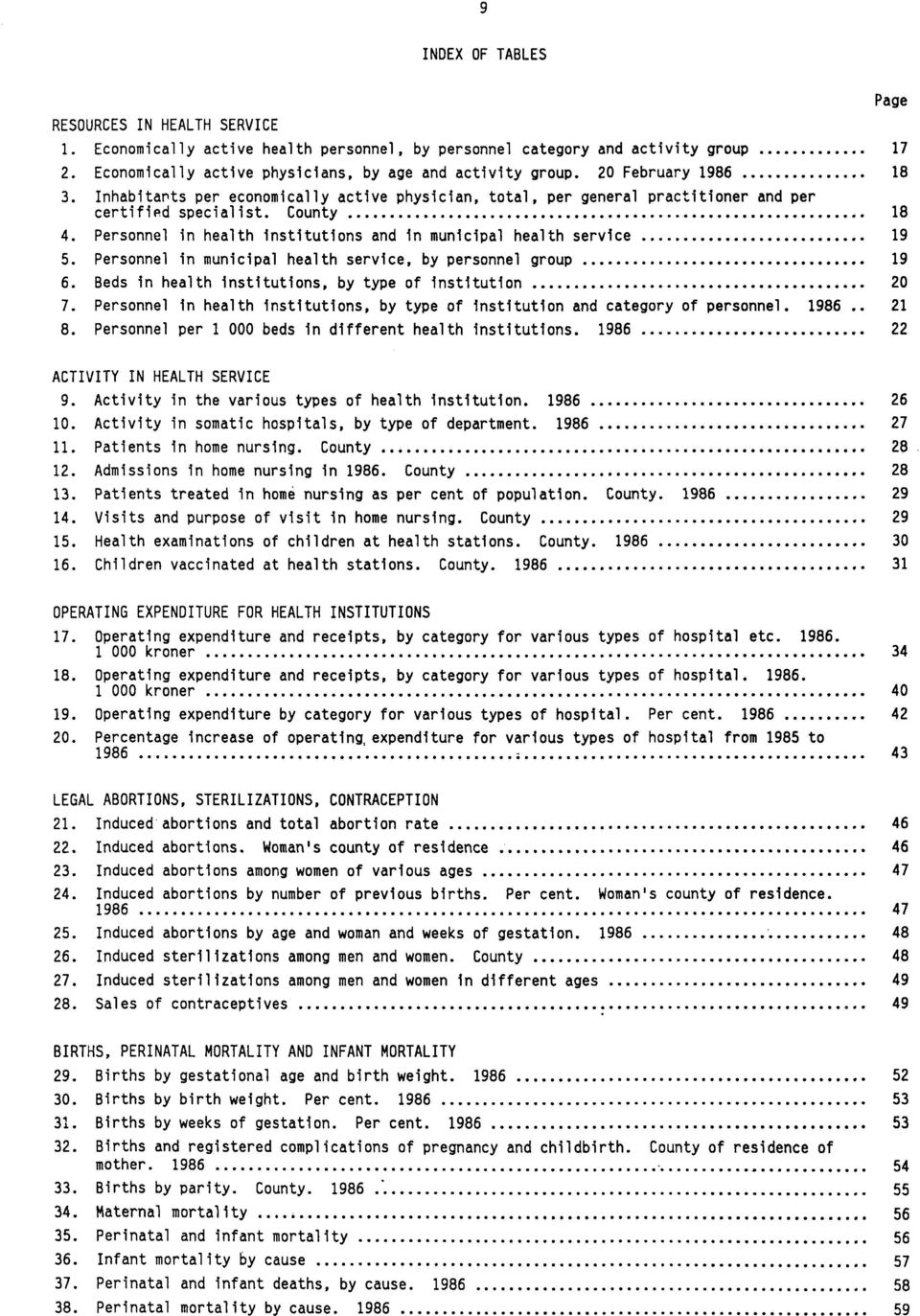 Personnel in health institutions and in municipal health service 19 5. Personnel in municipal health service, by personnel group 19 6. Beds in health institutions, by type of institution 20 7.