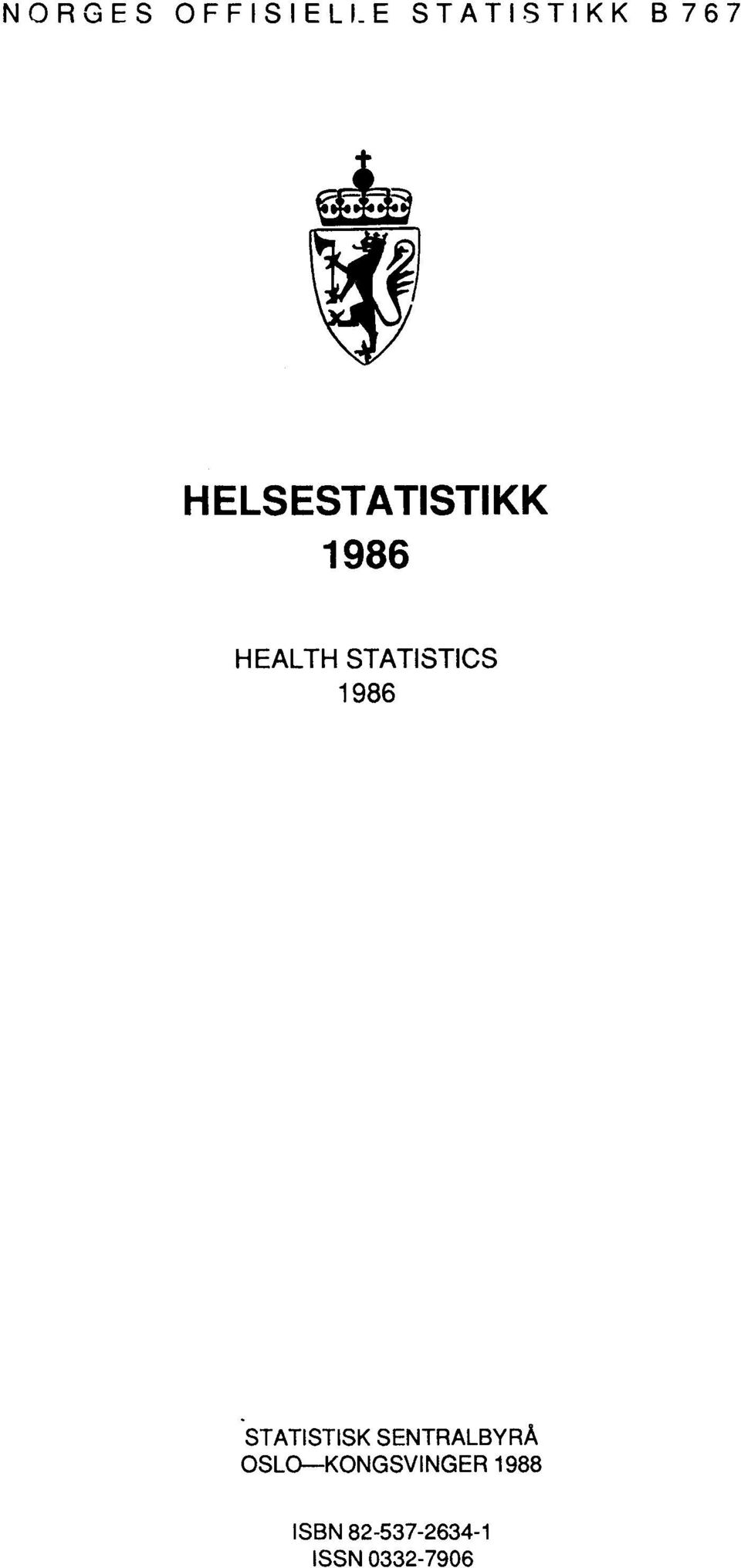 1986 STATISTISK SENTRALBYRÅ