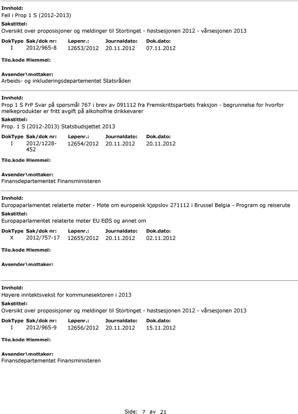 alkoholfrie drikkevarer Prop. 1 S (2012-2013) Statsbudsjettet 2013 Sak/dok nr: 2012/1228-452 Løpenr.