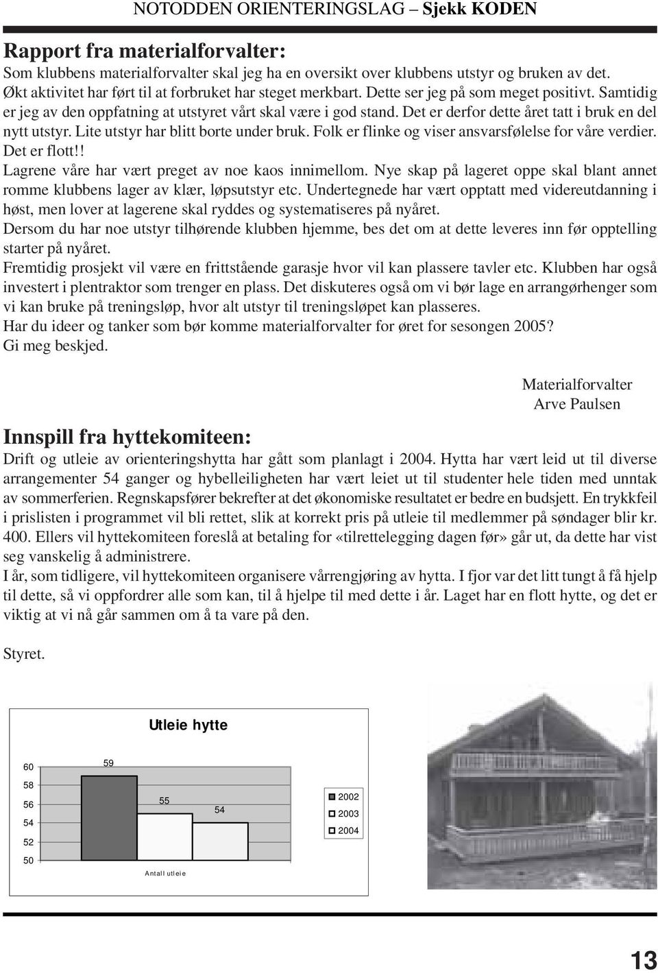 Lite utstyr har blitt borte under bruk. Folk er flinke og viser ansvarsfølelse for våre verdier. Det er flott!! Lagrene våre har vært preget av noe kaos innimellom.